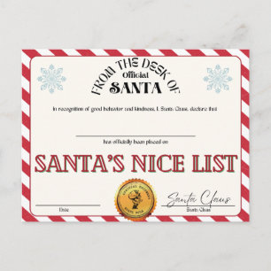 Santa's Nice-lista Vykort