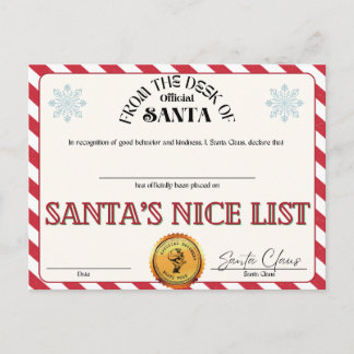 Santa's Nice-lista Vykort