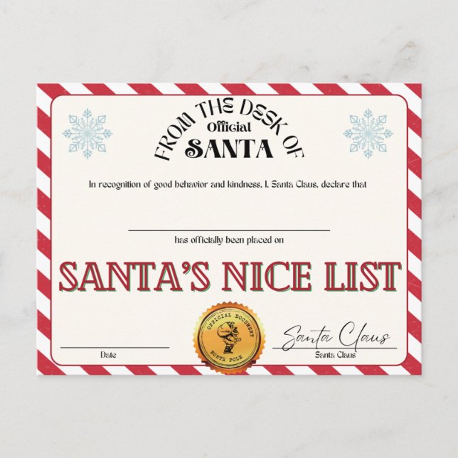 Santa's Nice-lista Vykort (Framsida)