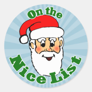Santas Nice listar klistermärkear Runt Klistermärke