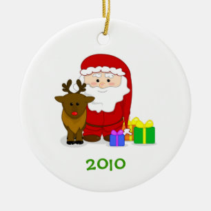Santas Nice listar prydnaden med anpassadeår Julgransprydnad Keramik
