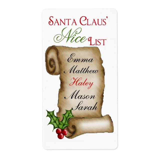 Santas Nicelista Gift Stickers Fraktsedel (Framsidan)
