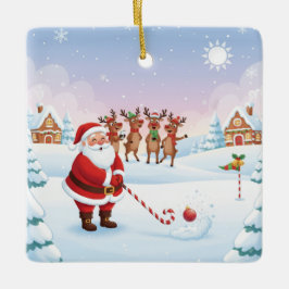Santa's North Pole Holiday Golfing Fun  Julgransprydnad Keramik