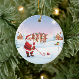 Santa's North Pole Holiday Golfing Fun  Julgransprydnad Keramik