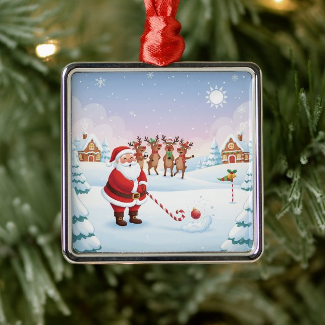 Santa's North Pole Holiday Golfing Fun  Julgransprydnad Metall (Träd)