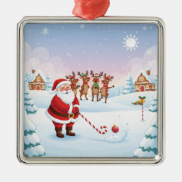 Santa's North Pole Holiday Golfing Fun  Julgransprydnad Metall