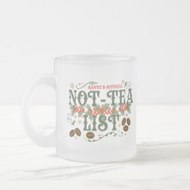 Santa's Official Not-Tea List Frosted Christmas Frostad Glasmugg (Vänster)