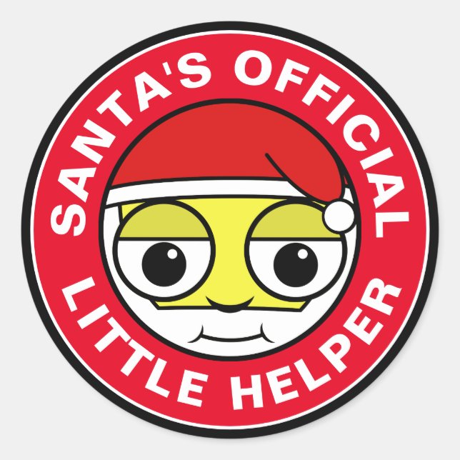 Santa's Officiell Little Helper Runt Klistermärke (Framsida)