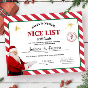 Santa's Officiell Nice List Certificate Poster