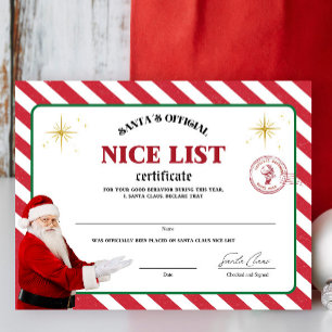 Santa's Officiell Nice List Certificate Poster