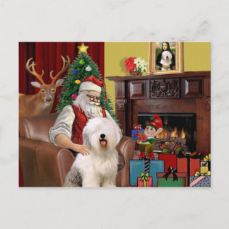 Santa's Old English Sheepdog Helg Vykort