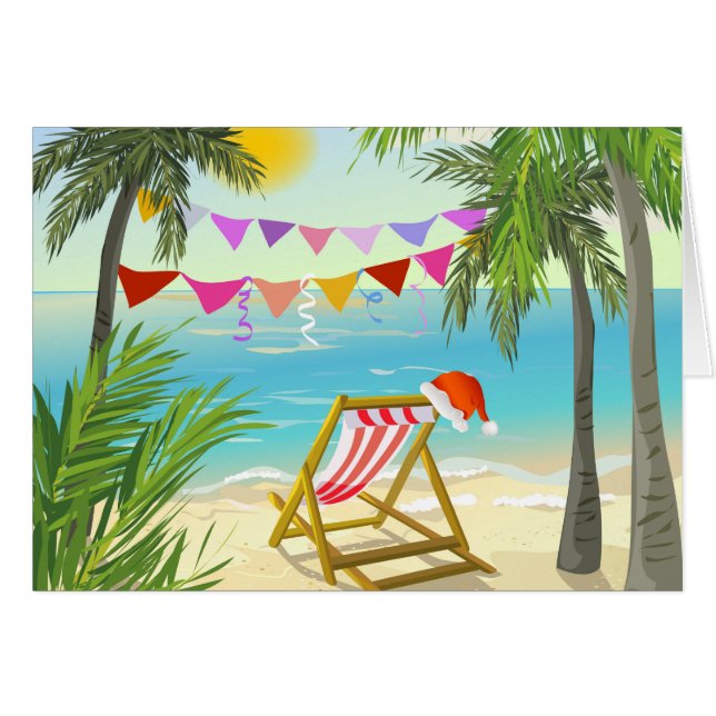 Santa's on Vacation - Beach jul 4 x 5 OBS Kort (Framsidan Horizontal)