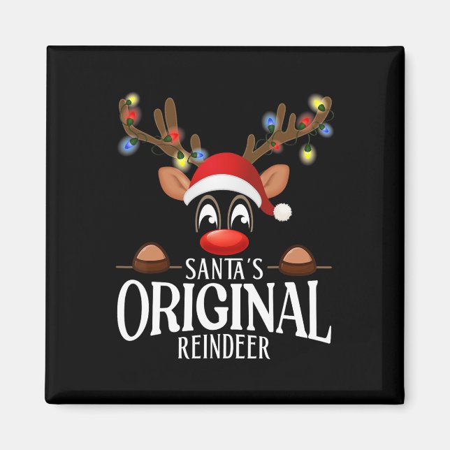 Santa's Original Reindeer Funny Julafton Matching  Magnet (Framsidan)