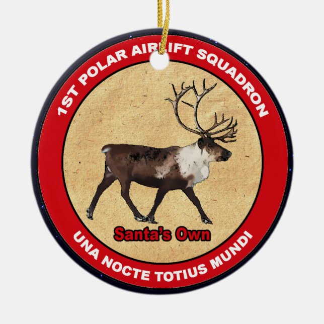 Santa's Own - 1:a Polarna Airlift Squadron Julgransprydnad Keramik (Framsidan)