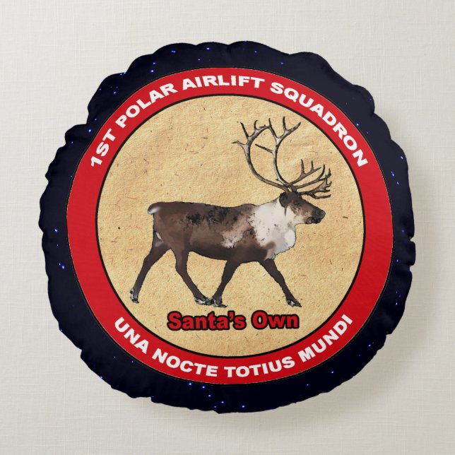 Santa's Own - 1:a Polarna Airlift Squadron Rund Kudde (Framsidan)
