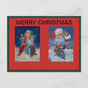 Santas på vykort för motorcyklar