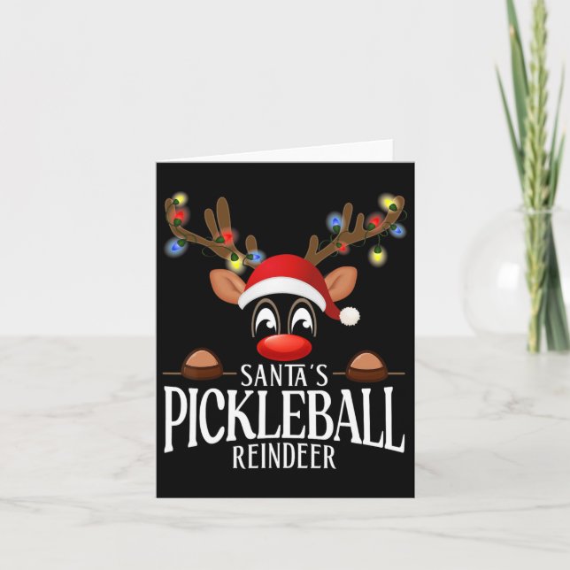 Santa's Pickleball Reindeer Funny Julafton Matchin Kort (Framsida)