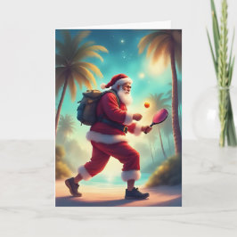 Santa's Pickleball Roligt - Tropiskt julkort Kort