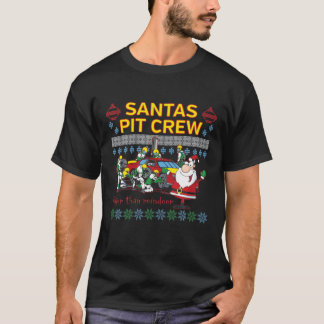 Santa's Pit Crew Race Car Ugly Christmas T Shirt