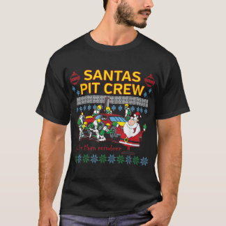 Santa's Pit Crew Tävling-bilen, god jul T Shirt