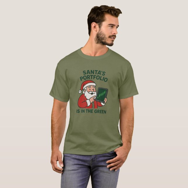 Santa's Portfolio- Funny julhandlare T-Shirt (Hel framsida)