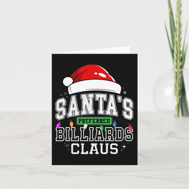 Santa's Preferred Billiards Claus Matching Pajama Kort (Framsida)