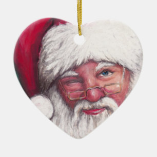 Santas prydnad för blinkningkonst julgransprydnad keramik