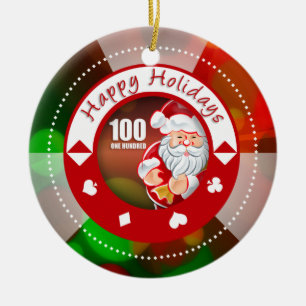 Santas prydnad för chip för poker för helgdagar julgransprydnad keramik