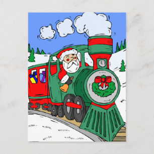 Santa's Red och Grönt Tåg Helg Vykort