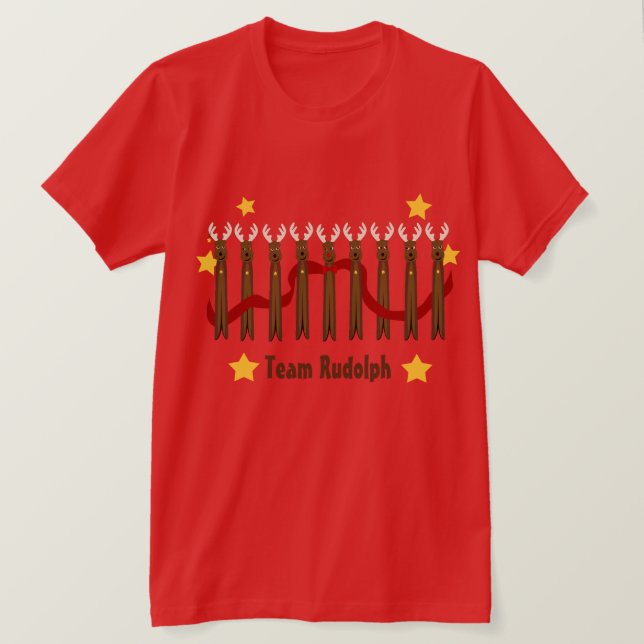 Santas Reindeer-julteamet Rudolph T Shirt (Design framsida)