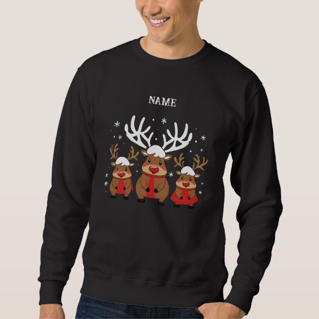 Santas Reindeer Squad Crew Festive Lång Ärmad Tröja (Framsida)