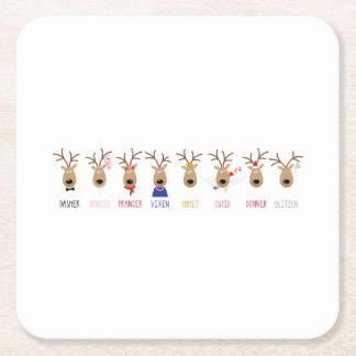 Santas Reindeer Underlägg Papper Kvadrat