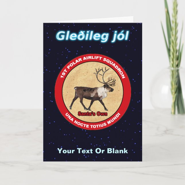 Santas renskvadron - Gleðileg Jól Helgkort (Framsida)