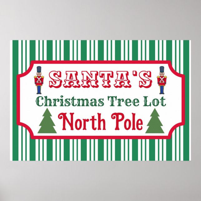 Santa's Retro Christmas Tree Lot Sign Art Poster (Framsidan)