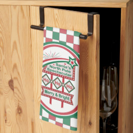 Santa's Retro Marquee - Ho Ho Ho Merry & Bright Kökshandduk