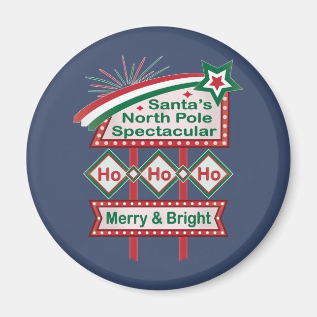 Santa's Retro Marquee - Ho Ho Ho Merry & Bright Magnet (Framsidan)