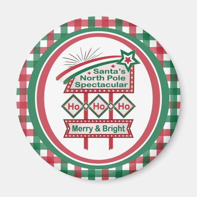 Santa's Retro Marquee - Ho Ho Ho Merry & Bright Magnet (Framsidan)