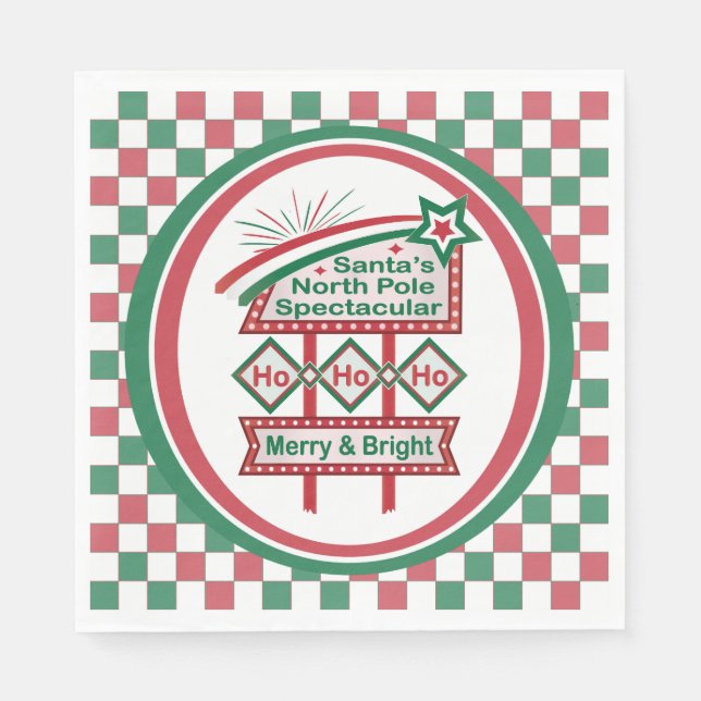 Santa's Retro Marquee - Ho Ho Ho Merry & Bright Pappersservett (Framsidan)