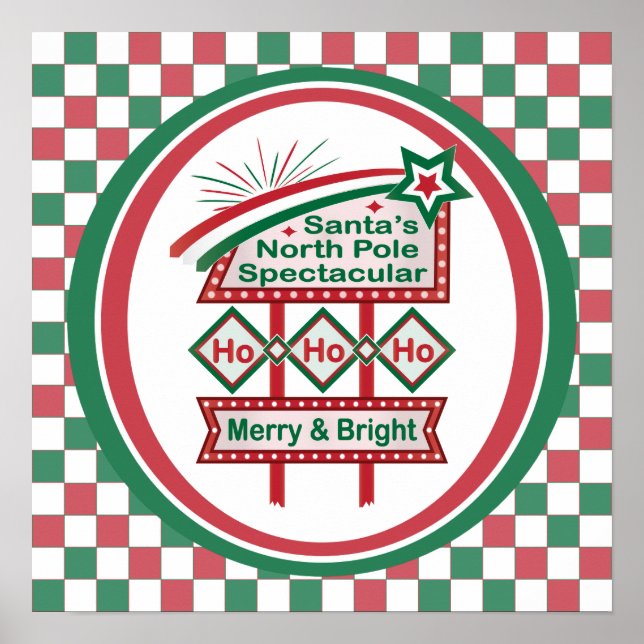 Santa's Retro Marquee - Ho Ho Ho Merry & Bright Poster (Framsidan)