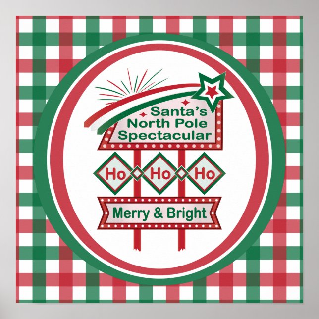 Santa's Retro Marquee - Ho Ho Ho Merry & Bright Poster (Framsidan)