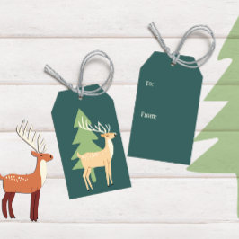 Santa's Retro Reindeer Gift Märkre Presentetikett