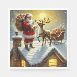 "Santa's Rooftop Treat: A Jul Kväll Delight" Pappersservett