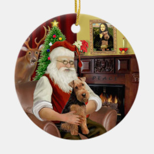 Santas s Welsh Terrier Julgransprydnad Keramik