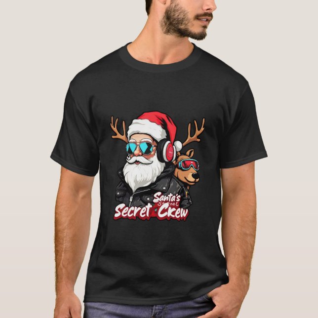 Santa's Secret Crew Coola jul Vibes T-Shirt (Framsida)