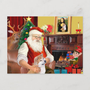 Santa's Shiba Inu (tittar upp) Helg Vykort