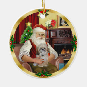 Santa's Shih Tzu (#17) Julgransprydnad Keramik