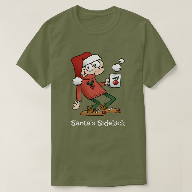 Santa's Sidekick Cute Funny Julklubben Tecknad T Shirt (Design framsida)