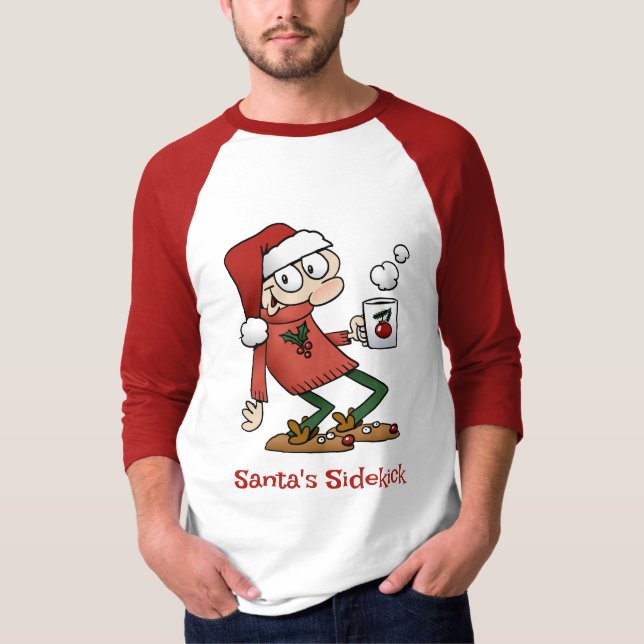 Santa's Sidekick Cute Funny Julklubben Tecknad T Shirt (Framsida)