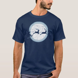 Santas Silhouette Riding Sleigh jul Meme fri T Shirt