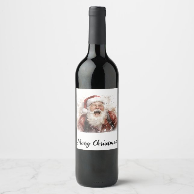 🍷 "Santa's Sip" Festive Vin Flaska 🍷 Vinflaska Etikett (Framsida)